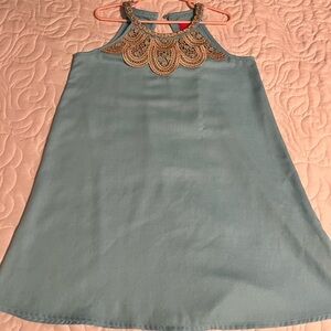 Lilly Pulitzer Light Blue Dress with Gold Beaded Neckline
